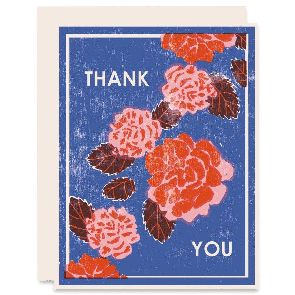 Red Peonies Thank You Card - Set of 6